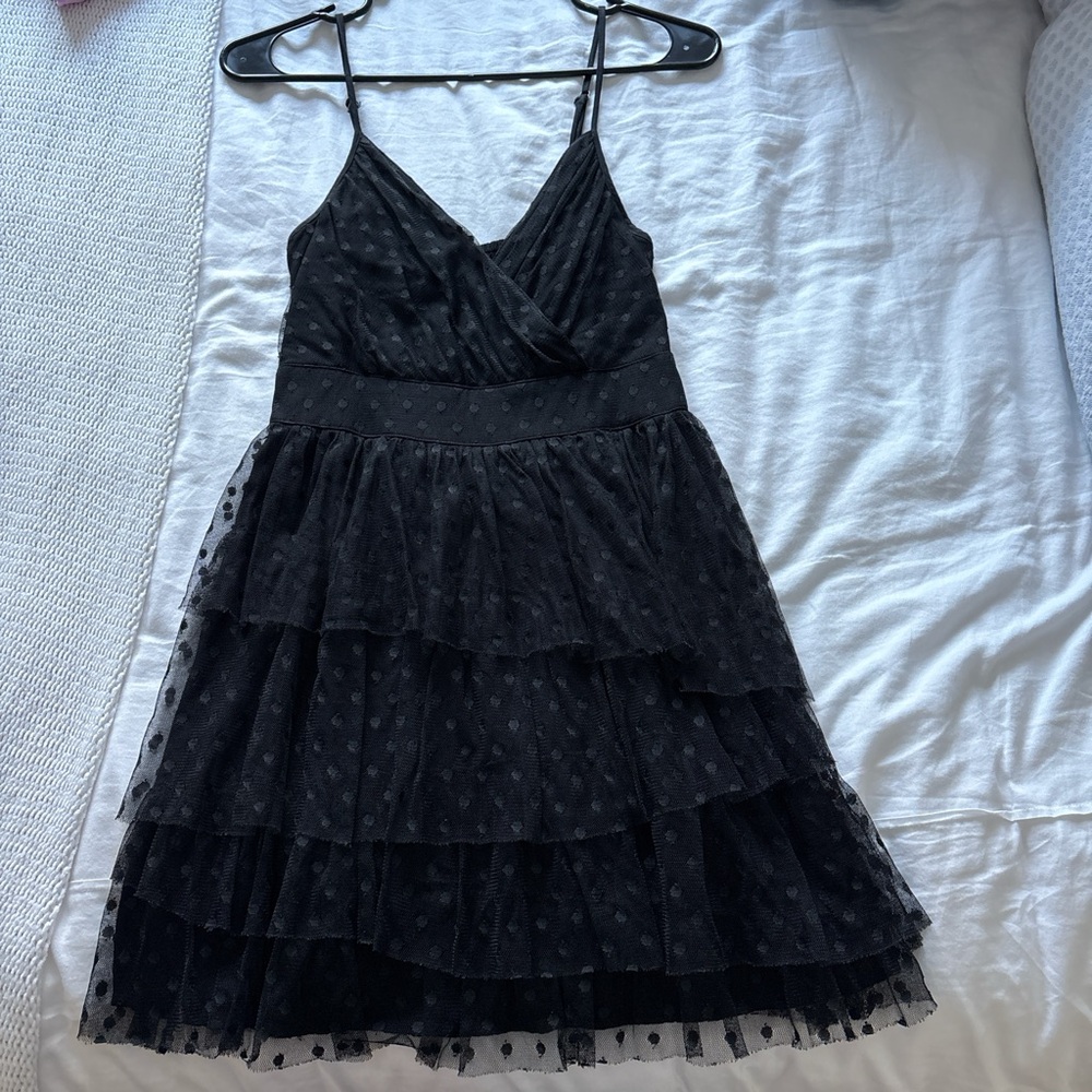 Abercrombie black tulle mini dress